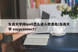 东南大学纯ipv6怎么进入教务处(东南大学 easyconnect)